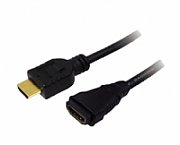 CABLU video LOGILINK, adaptor HDMI (T) la HDMI (M), 2m, conectori auriti, rezolutie maxima 4K DCI (4096 x 2160) la 60 Hz, negru, 