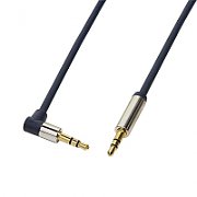 CABLU audio LOGILINK stereo (3.5 mm jack T/T), 1m, conectori auriti, un conector 90 grade, albastru 