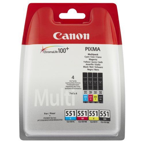 Cartus cerneala Canon CLI-551MULTI, multipack (cyan,magenta,yellow ,black), pentru Canon Pixma IP7250, Pixma IP8750, Pixma IX6850, Pixma MG5450, Pixma MG5550, Pixma MG6350, Pixma MG6450, Pixma MG7150, Pixma MX925._2