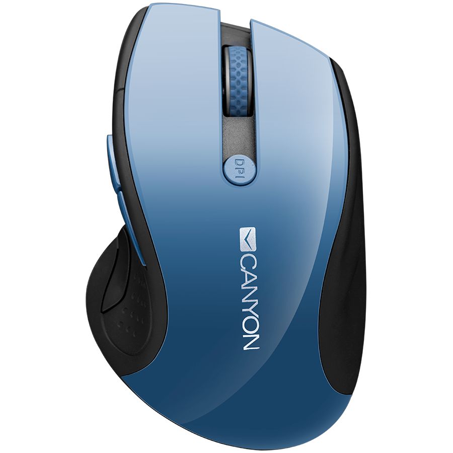CANYON MW-01 2.4GHz wireless mouse with 6 buttons, optical tracking - blue LED, DPI 1000/1200/1600, Blue Gray pearl glossy, 113x71x39.5mm, 0.07kg