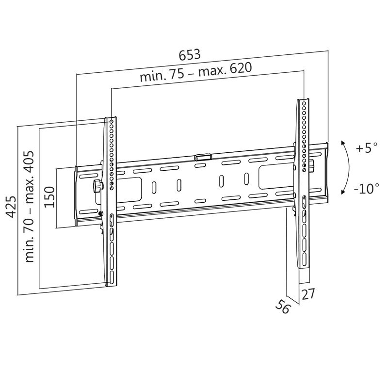 SUPORT de perete LOGILINK, pt 1 TV/monitor plat, diag. max 70 inch, inclinare, max 50 Kg, 