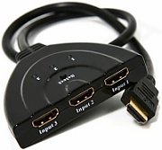 CABLU video GEMBIRD, switch 3 x HDMI (M) la HDMI (T), 0.5m, rezolutie maxima 4K UHD (3840 x 2160) la 60 Hz, conecteaza 3 dispozitive la 1 TV, indicator LED, negru, 