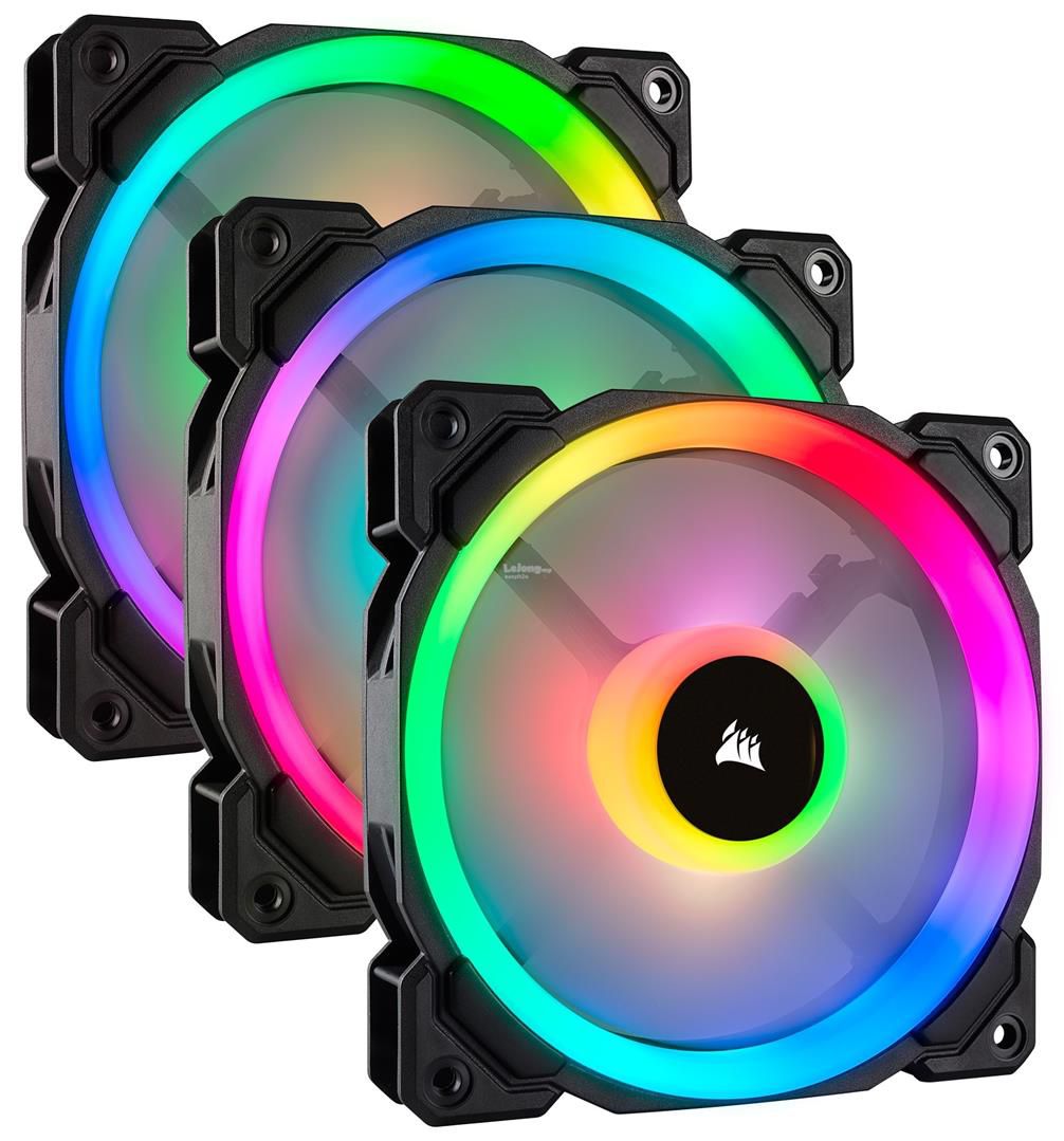 CORSAIR Fan LL120 RGB 120mm Dual Light Loop RGB LED PWM Fan 3 pack with Lighting Node Pro_3