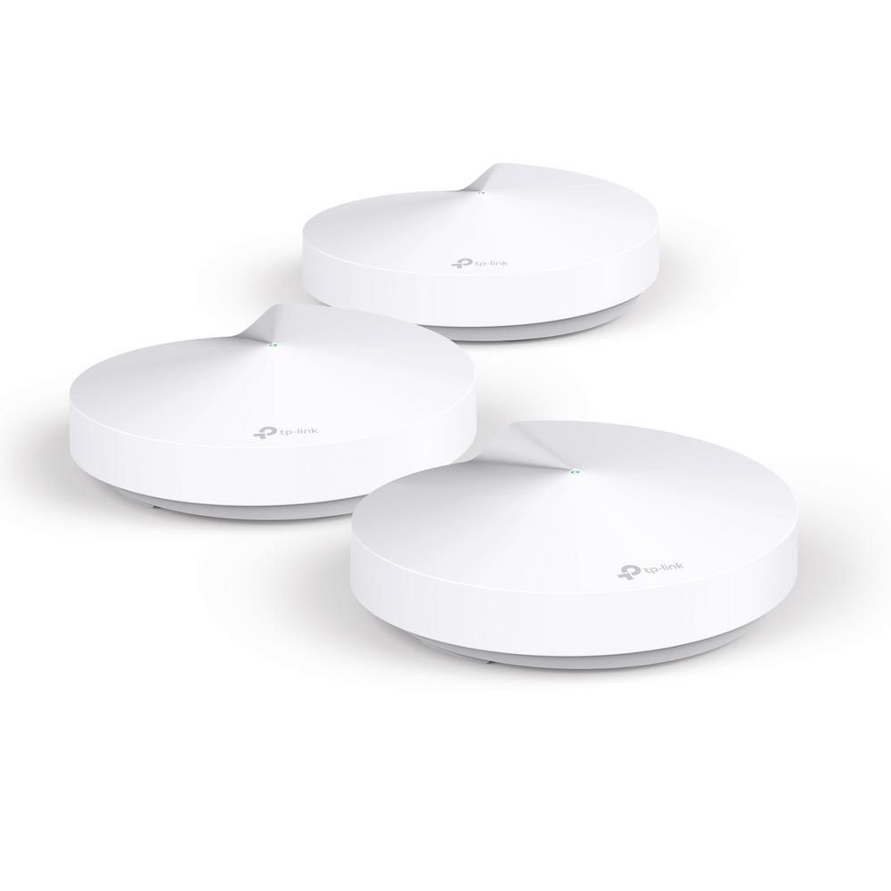 TP-Link AC1300 Whole Home Mesh Wi-Fi System, Deco M5 (3-Pack); Quad-coreCPU; 2 LAN/WAN Gigabit Ethernet Ports; Flash: 32 MB; SDRAM: 256 MB; 4*internal antennas per Deco unit; Wireless Standards: IEEE 802.11 ac/n/a5 GHz, IEEE 802.11 b/g/n 2.4 GHz; Frequency: 2.4 GHz and 5 GHz; ExternalPower Supply_3