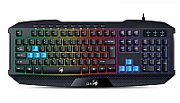 TASTATURA GENIUS gaming USB, multimedia, 104 taste + 10 taste multimedia, iluminare 7 culori, black, 