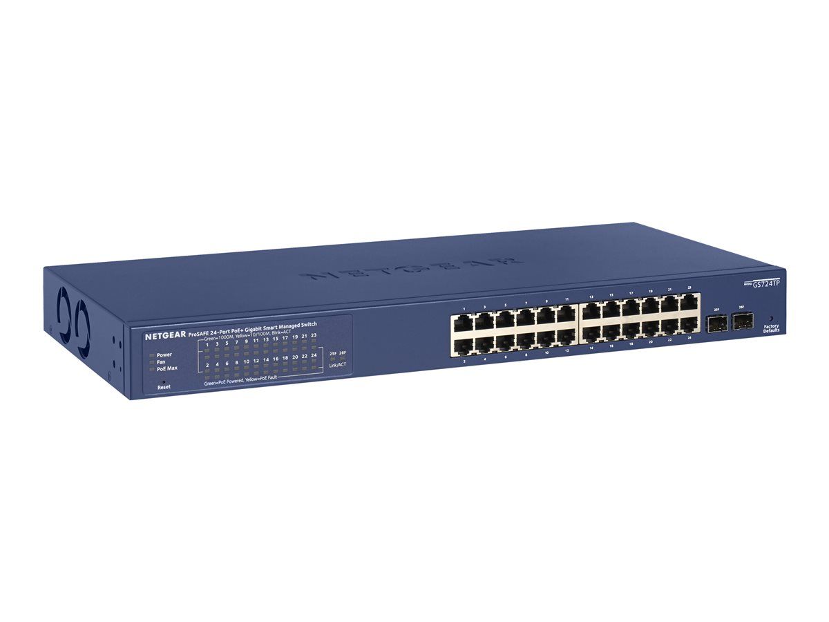 Netgear GS724TP Managed L2/L3/L4 Gigabit Ethernet (10/100/1000) Power over Ethernet (PoE) 1U Black, Grey