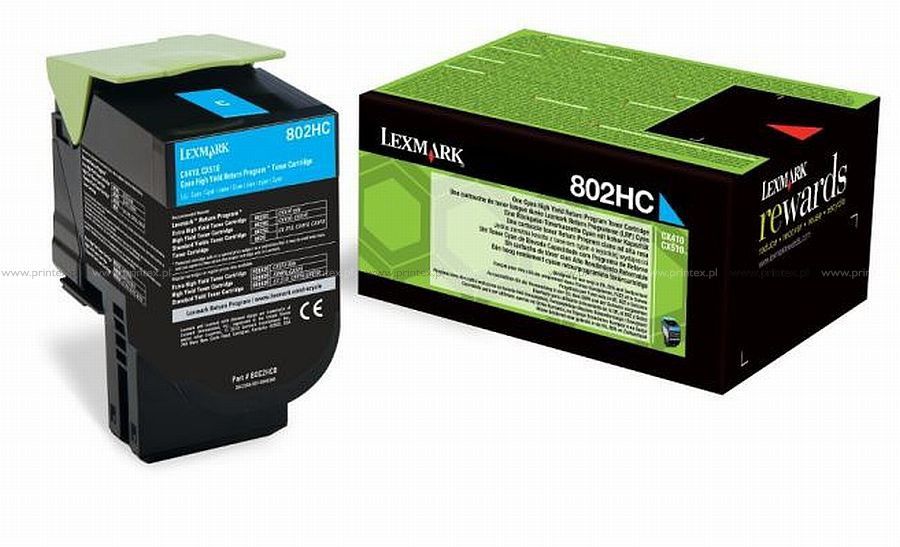 Toner Lexmark 80C2HCE, cyan, 3 k, CX410de , CX410de with 3 yearOnsite Service , CX410dte , CX410e , CX510de , CX510de Statoil ,CX510dhe , CX510dthe_2