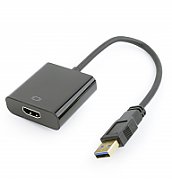 CABLU video GEMBIRD, adaptor USB 3.0 (T) la HDMI (M), 15cm, rezolutie maxima Full HD (1920 x 1080) la 60Hz, negru, 