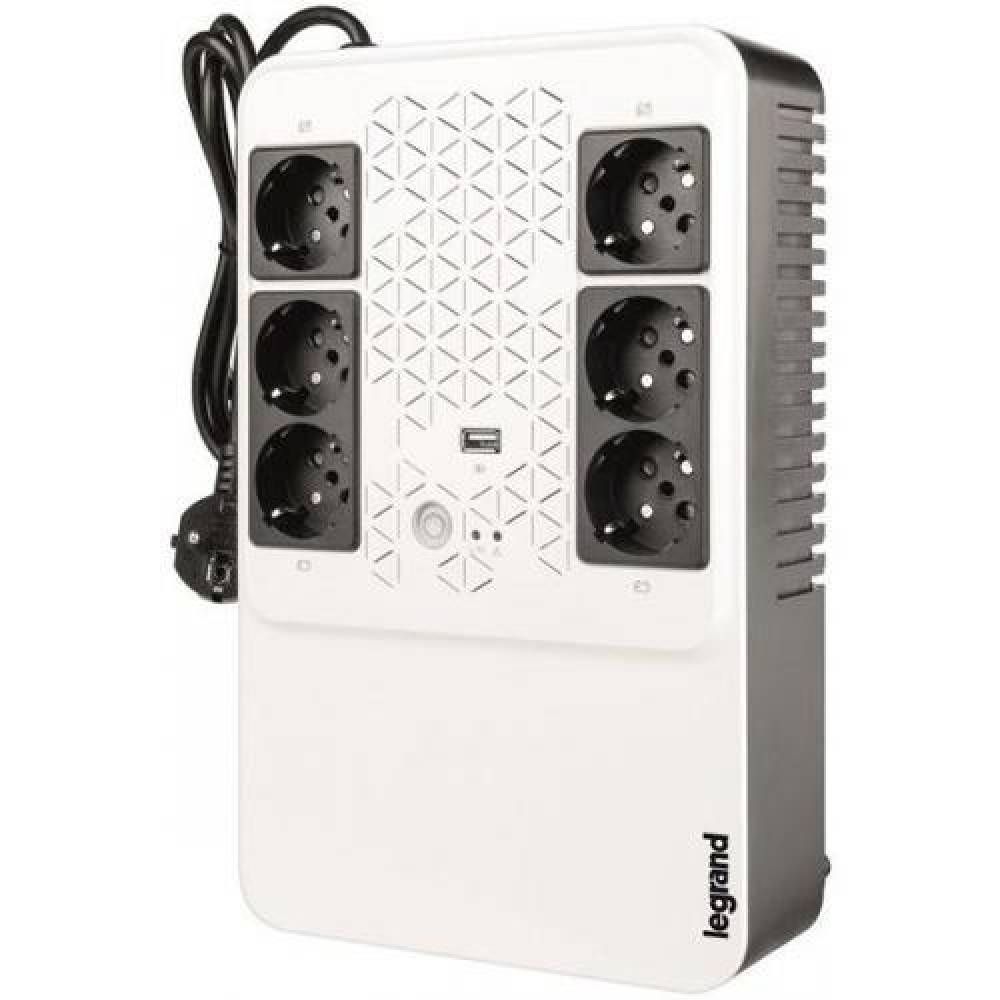 UPS Legrand MULTIPLUG 800, 800VA/480W, 6x German standard sockets, USB charger, baterie 1x 12V 7.2Ah, 230V, tehnologie Line interactiv, dimensiuni 190 x 89.5 x 296mm_3