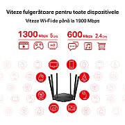 Router Wireless MERCUSYS MR50G, Dual-Band Gigabit AC1900, 600Mbps 2.4 Ghz, 1300 Mbps 5 Ghz,  1× Port Gigabit WAN, 2× Porturi Gigabit LAN, 6 antene omni-direcționale fixe, Standarde Wireless: IEEE 802.11a/n/ac 5 GHz, IEEE 802.11b/g/n/ac 2.4 GHz._5