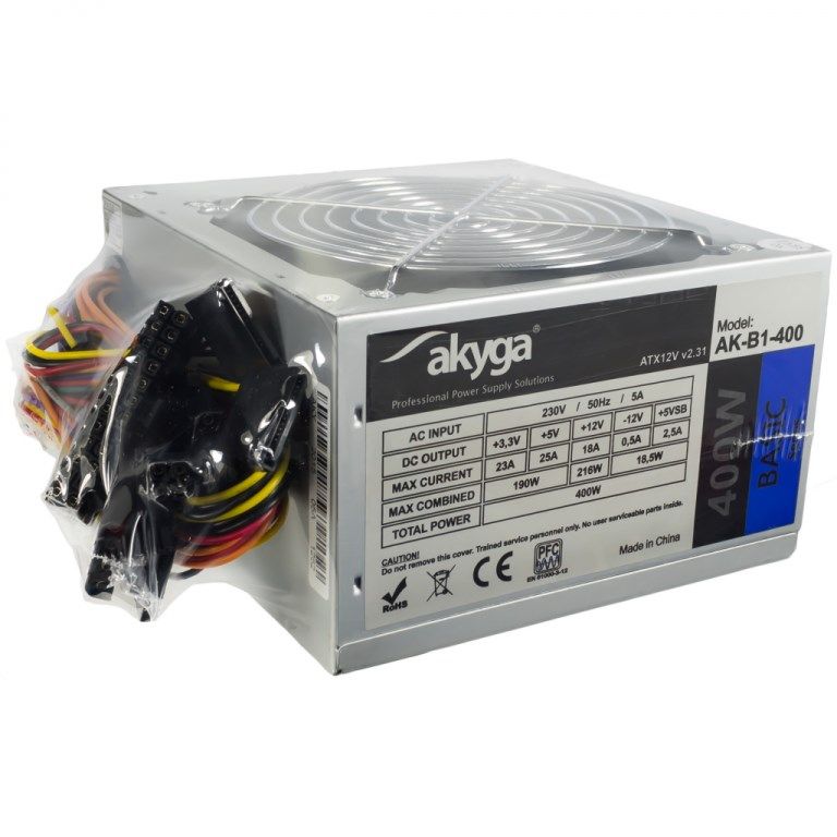 AKY AK-B1-400 Akyga Basic ATX Power Supply 400W AK-B1-400 Fan12cm P4 3xSATA_4