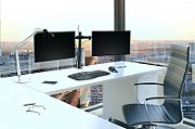 SUPORT de birou KENSINGTON, pt 2 TV/monitor plat, diag. max 32 inch, rotatie, inclinare, pivotare, orizontala, verticala, totala, max 8 Kg,  K55409WW 