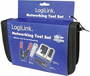 TRUSA scule retelistica, LOGILINK, functii: testare cablu, sertizare mufe, deziz. cablu, sertiz. cablu (punch down), taiere cablu. 4 prod.: tester cablu, cleste sertizare mufe, unealta punch down (sertiz. cablu), cleste deziz. cablu,  WZ0012 