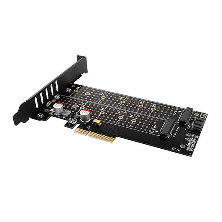 Adaptor Intern PCEM2-DC, PCI-E 3.0 4x - DUAL M.2 SSD (NVMe + SATA), Voltaj Dual, Suport SSD pana la 110 mm + Cooler Activ_4