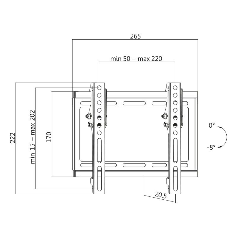 SUPORT de perete LOGILINK, pt 1 TV/monitor plat, diag. max 42 inch, inclinare, max 35 Kg, 