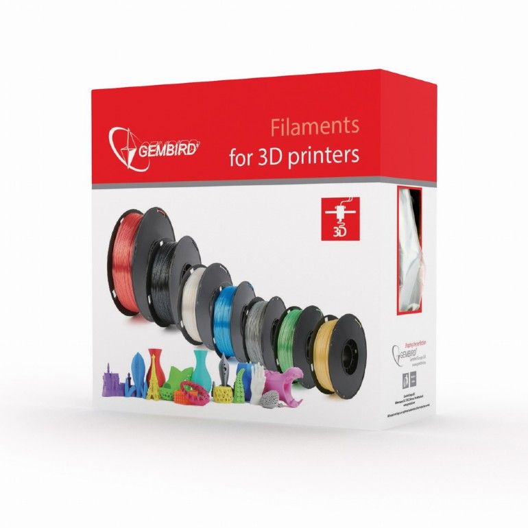 FILAMENT GEMBIRD pt. imprimanta 3d, PLA, 1.75mm diamentru, 1Kg / bobina, aprox. 330m, topire 190-220 grC, silver, 