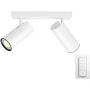 Spot luminos Philips HUE Buratto, LED, GU10, 2 x 5.5W (25W), 230V, lumina alba rece 6500K, 250 de lumeni, durata de viata 15.000 de ore, clasa energetica A+, IP20, culoare alba, variator wireless_1