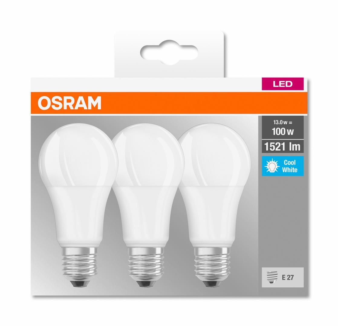 Set 3 becuri Led Osram, E27, 14W, 1521 lumeni, lumina neutra(4000K), durata de viata 10.000 ore, clasa energetica A++