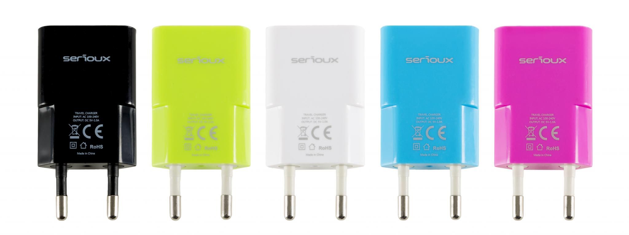 Incarcator Serioux AC, port USB 1A, diverse culori, bulk_1