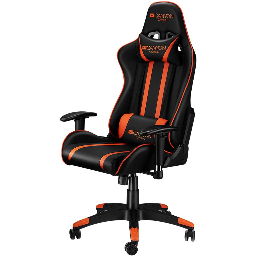 CANYON Fobos GС-3 Gaming chair, PU leather, Cold molded foam, Metal Frame, Top gun mechanism, 90-165 dgree, 2D armrest, Class 4 gas lift, Nylon 5 Stars Base, 60mm PU caster, black+Orange._2