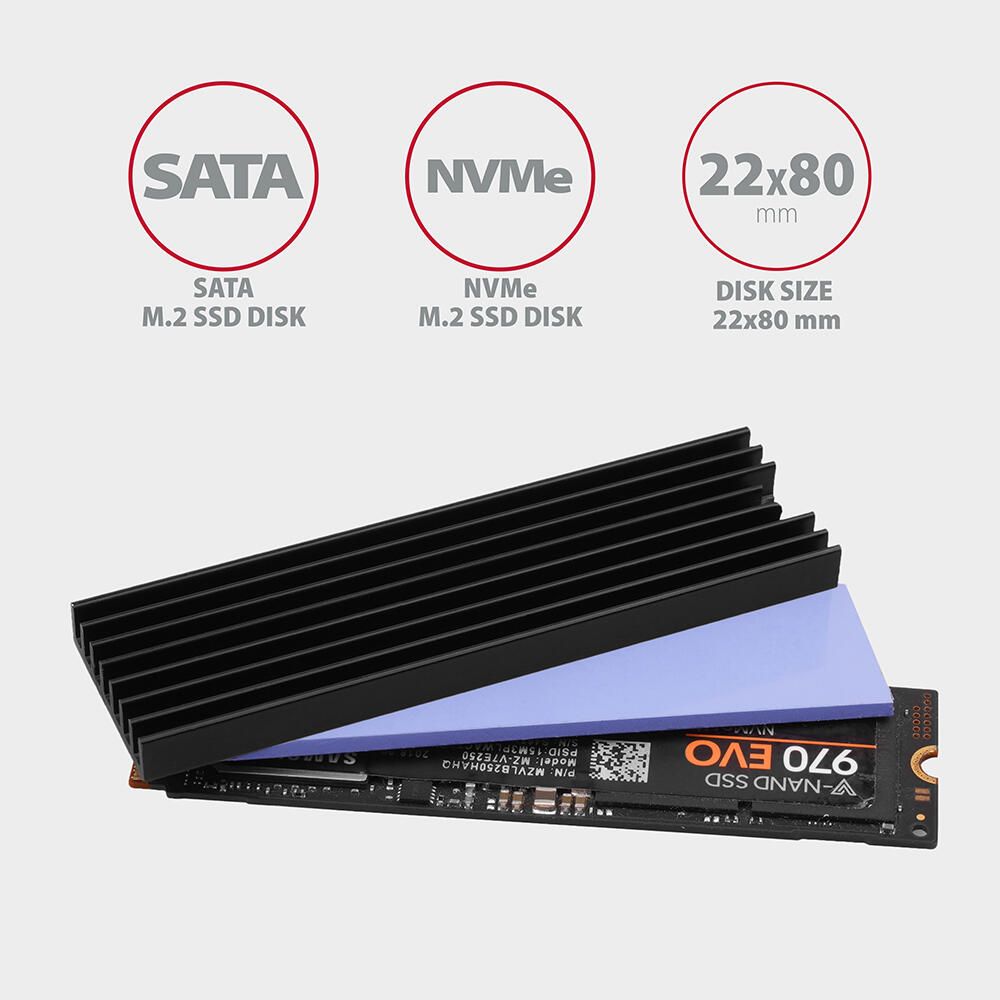 Cooler Pasiv CLR-M2L6, Pentru M.2 SSD, Suport SSD 80 mm, Aluminiu, paduri termice silicon incluse, inaltime 6mm_4