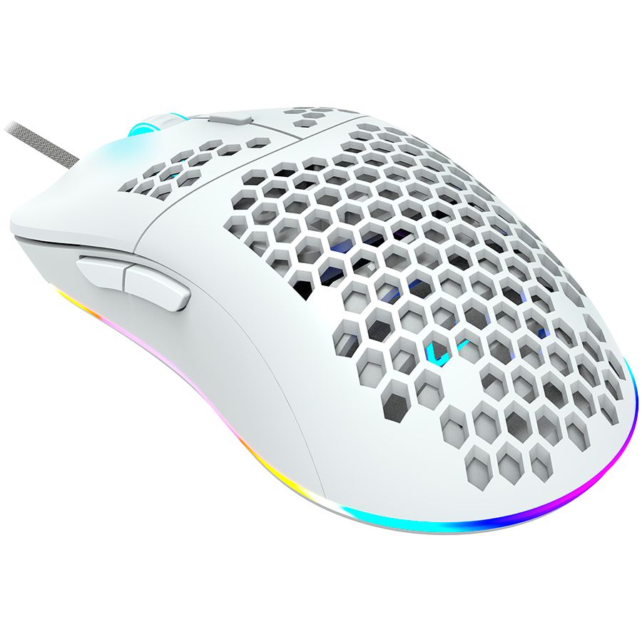 CANYON,Gaming Mouse with 7 programmable buttons, Pixart 3519 optical sensor, 4 levels of DPI and up to 4200, 5 million times key life, 1.65m Ultraweave cable, UPE feet and colorful RGB lights, White, size:128.5x67x37.5mm, 105g_4