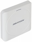 Cititor card Hikvision DS-K1801E, citeste carduri RFID EM 125Khz, distanta citire: 50mm, comunicare: Wiegand 26/34 protocol, indicator LED de stare si alimentare; alimentare: 12VDC, IP65, dimensiuni: 87 × 87 × 13.3mm_1