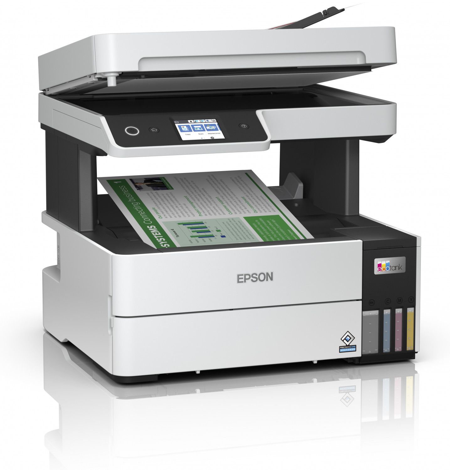 Multifunctional inkjet color Epson EcoTank CISS L6460, dimensiune A4 (Printare,Copiere, Scanare), printare borderless, viteza 37ppm alb-negru, 23ppm color, rezolutie 4800x1200 dpi, alimentare hartie 250 coli + 35 coli ADF, duplex automat ,scanner CIS rezolutie 1200x2400, Touchscreen color 6.1cm_2