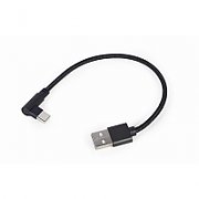 CABLU alimentare si date GEMBIRD, pt. smartphone, USB 2.0 (T) la USB 2.0 Type-C (T) 90 grade, 0.2m, negru, 