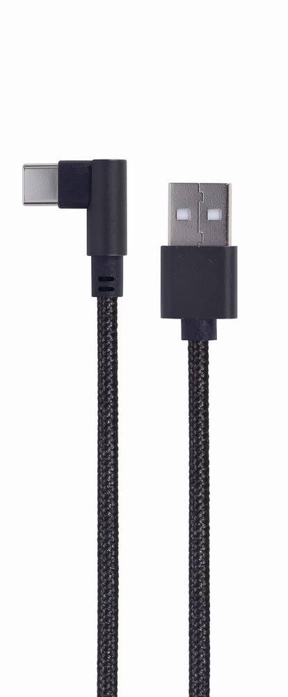 CABLU alimentare si date GEMBIRD, pt. smartphone, USB 2.0 (T) la USB 2.0 Type-C (T) 90 grade, 0.2m, negru, 