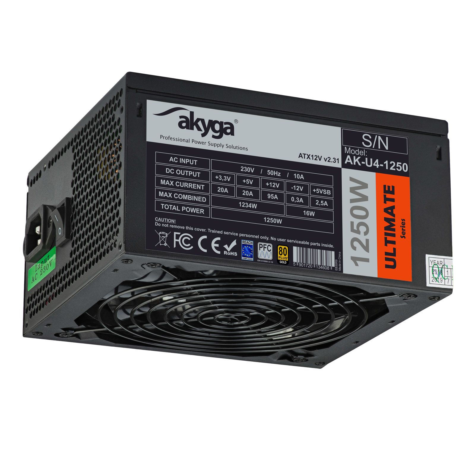 Akyga AK-U4-1250 power supply unit 1250 W 24-pin ATX ATX Black_5