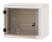 Rack de perete Triton seciune simpla 15 400mm adancime usa sticla panouri laterale fixe sectiuni ventilatie activa, sectiuni acces cabluri sus/jos/spate securizare cu cheie, 1 pereche montanti reglabili IP30 gri