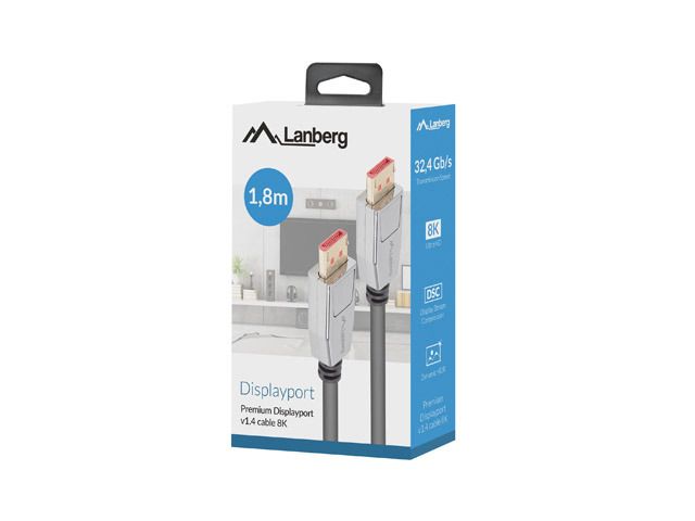 Lanberg CA-DPDP-20CU-0018-BK DisplayPort cable 20 PIN V1.4 1.8m 8K_3