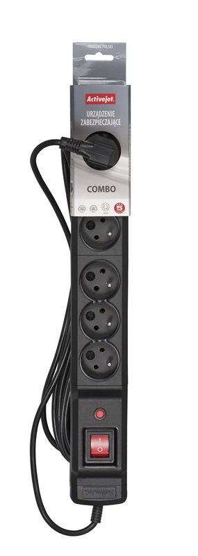 Activejet COMBO 6GN 3M black power strip with cord_3