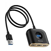 4-in-1 Baseus Square Round USB Adapter, HUB USB 3.0 to 1x USB 3.0 + 3x USB 2.0, 1m black_2