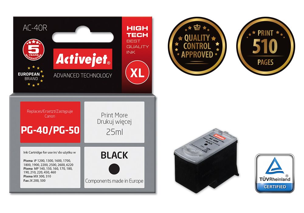 Activejet AC-40R ink for Canon printer; Canon PG-40/PG-50 replacement; Premium; 25 ml; black_2