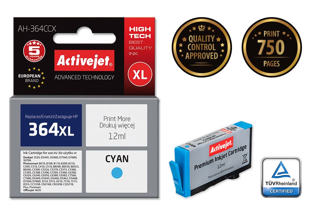 Activejet AH-364CCX ink for HP printer; HP 364XL CB323EE replacement; Premium; 12 ml; cyan_2