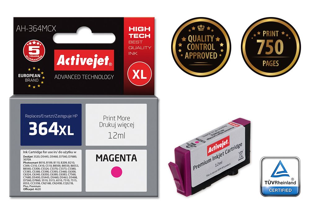 Activejet AH-364MCX ink for HP printer; HP 364XL CB324EE replacement; Premium; 12 ml; magenta_2