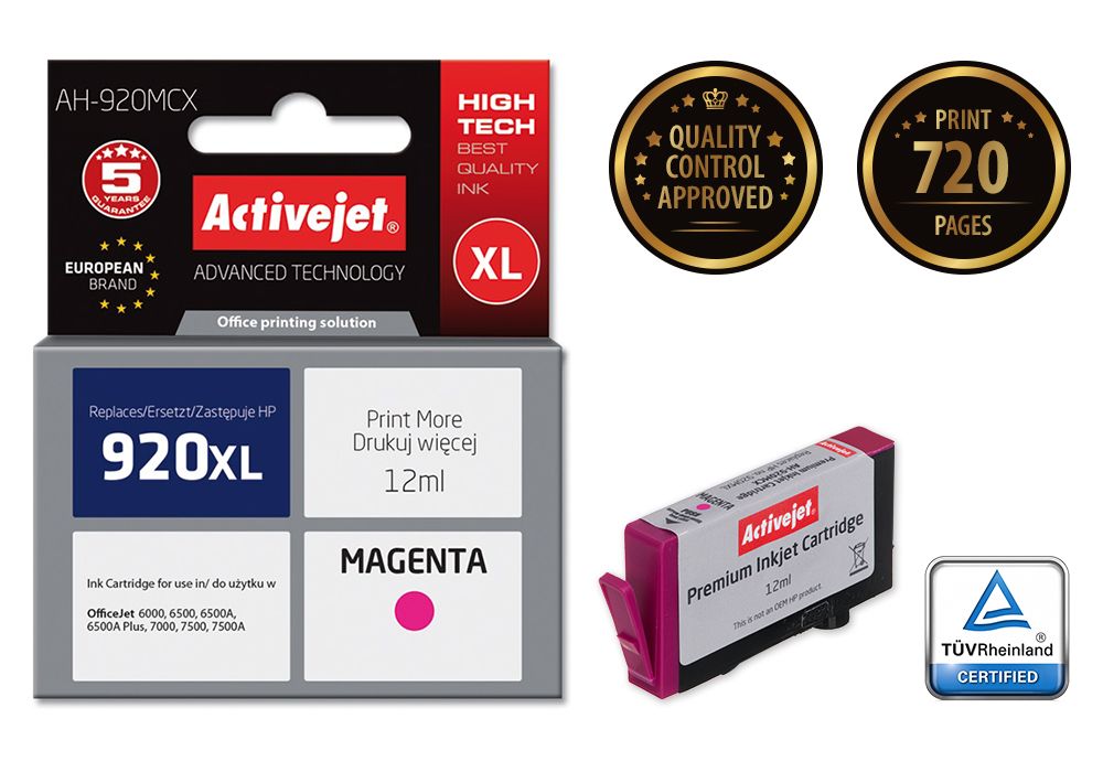 Activejet AH-920MCX ink for HP printer; HP 920XL CD973AE replacement; Premium; 12 ml; magenta_2