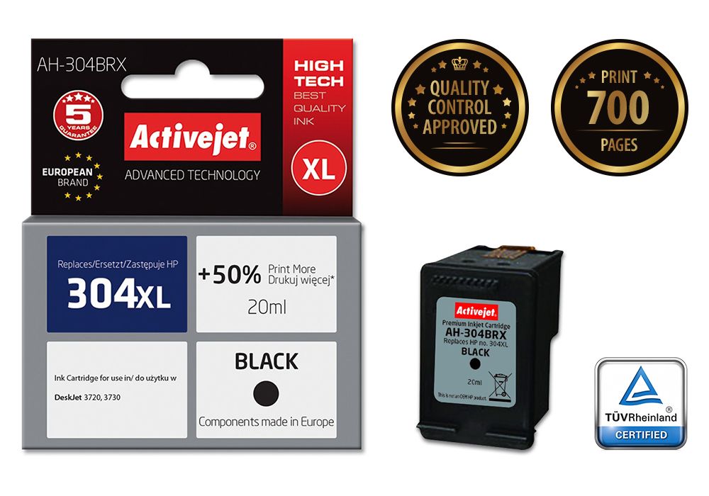 Activejet AH-304BRX ink for HP printer; HP 304XL N9K08AE replacement; Premium; 20 ml; black_2