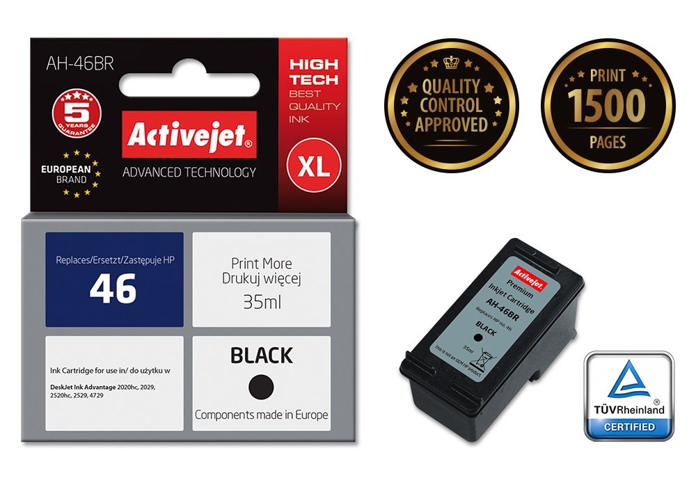 Activejet AH-46BR ink for HP printer; HP 46 CZ637AA replacement; Premium; 35 ml; black_2