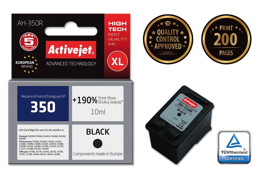 Activejet AH-350R ink for HP printer; HP 350 CB335EE replacement; Premium; 10 ml; black_2