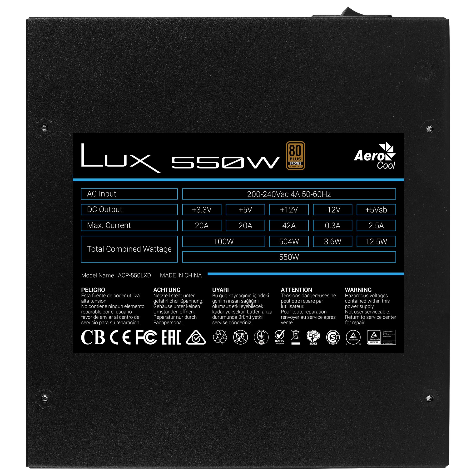 Aerocool LUX 550W power supply unit 20+4 pin ATX ATX Black_5