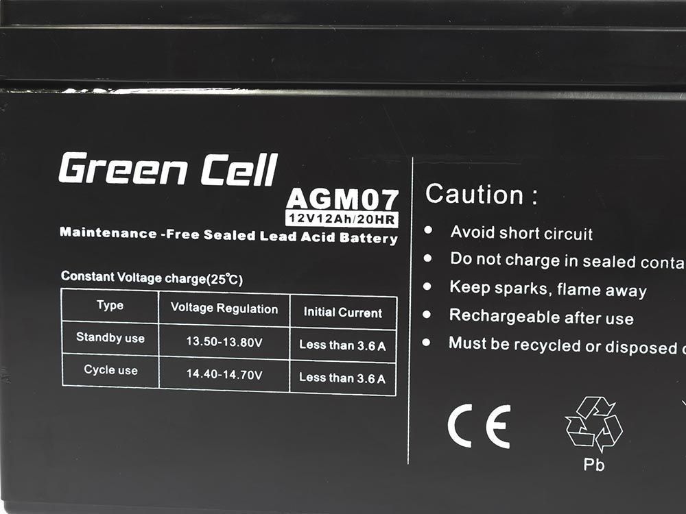 Green Cell AGM Battery 12V 12Ah - Batterie - 12.000 mAh Sealed Lead Acid (VRLA)_2
