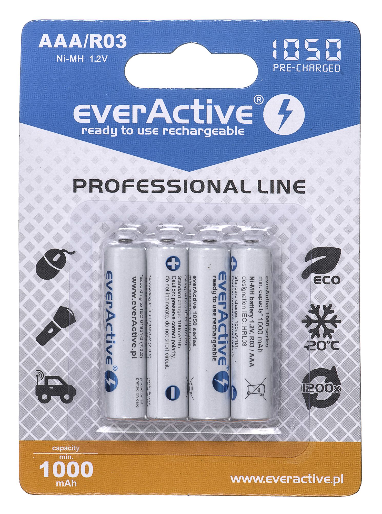 Rechargeable batteries everActive Ni-MH R03 AAA 1050 mAh Professional Line_1