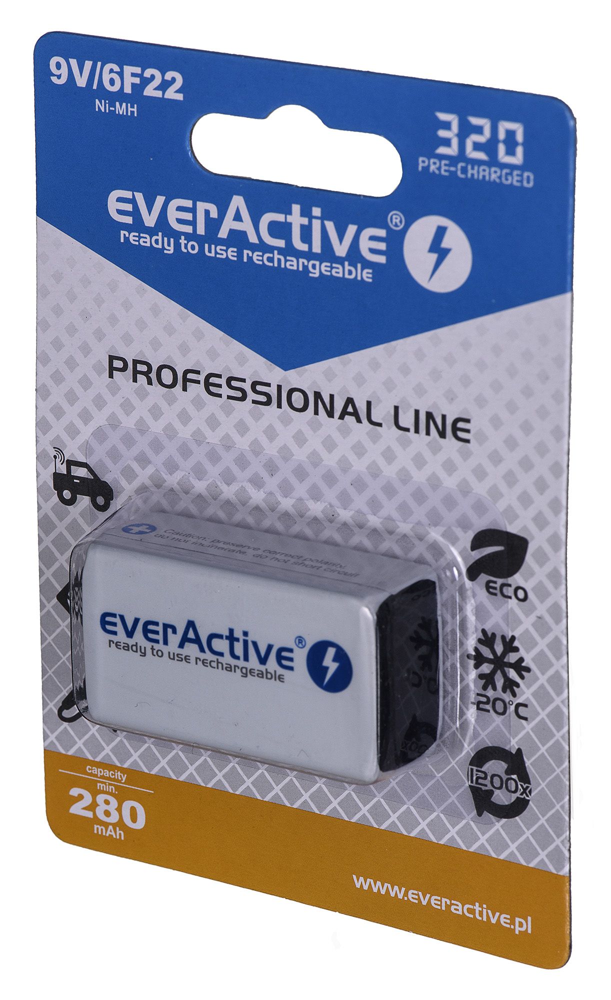 Rechargeable batteries everActive Ni-MH 6F22 9V 320 mAh Professional Line_2