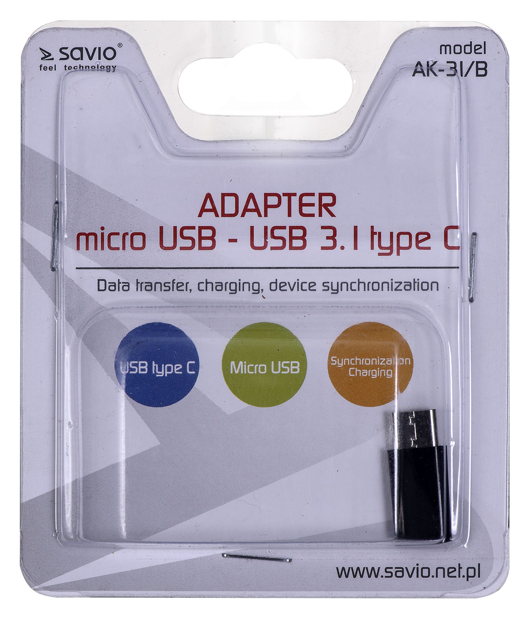 Savio AK-31 / B cable interface/gender adapter Micro USB USB 3.1 Typ C Black_2