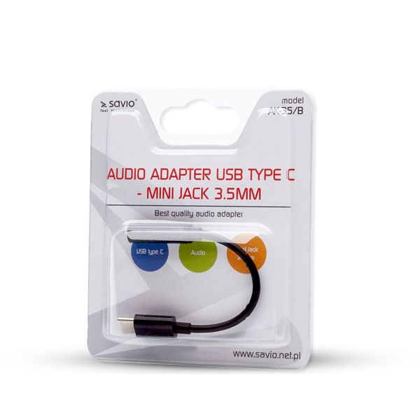 SAVIO USB Type 3.1 C (M) – Jack 3.5mm (F) Audio adapter Black AK-35/B_2