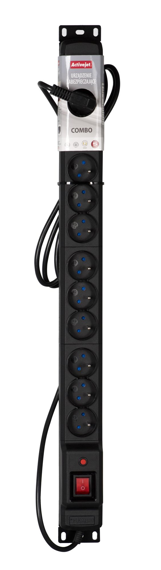 Activejet COMBO 12 socket power strip 5m black_4