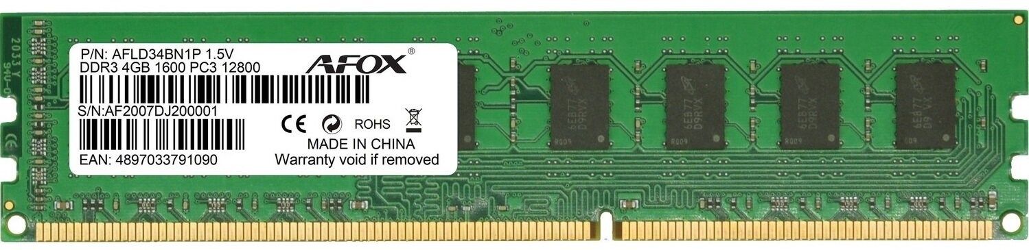 AFOX DDR3 4G 1600 UDIMM memory module 4 GB 1 x 4 GB 1600 MHz LV 1,35V_3